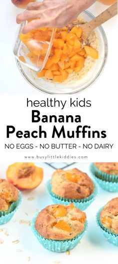 Healthy Peach Muffins, Conscious Plant Kitchen, Egg Free Breakfast, Vegan Peach, Toddler Snack, Peach Muffins, Dairy Free Snacks, Toddler Breakfast, Plant Kitchen