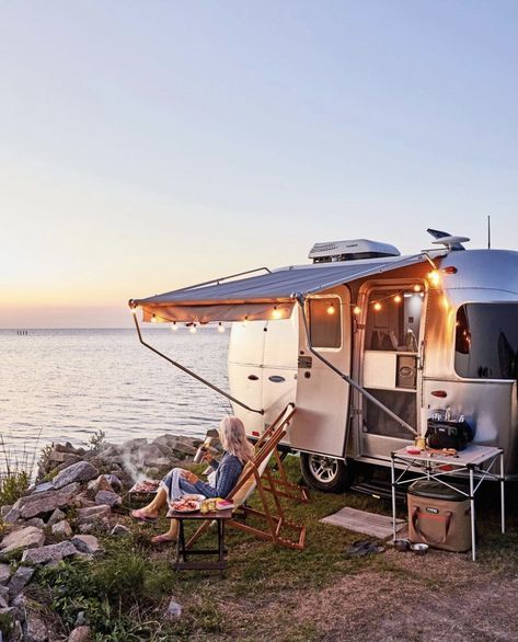 Ocracoke Lighthouse, Airstream Bambi, Cozy Camping, Airstream Campers, Cape Hatteras National Seashore, Camping Van, Rv Road Trip, Ocracoke Island, Hatteras Island