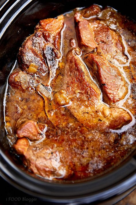 Rustic Slow Cooker Country-Style Pork Ribs - Craving Tasty Pork Ribs Slow Cooker, Boneless Pork Ribs Crockpot, Country Style Pork Ribs Crock Pot, Pork Country Style Ribs, Country Ribs Recipe, Crockpot Pork Ribs, Ribs Slow Cooker, Country Pork Ribs, Slow Cooker Pork Ribs