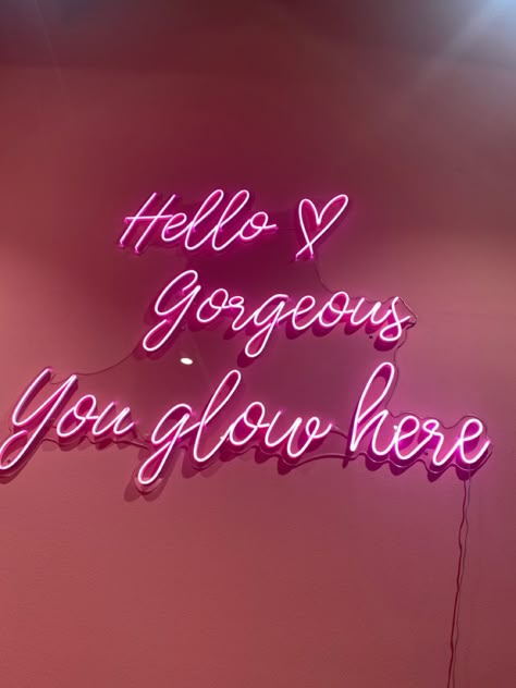 Neon Salon Sign, Pink Spa Aesthetic, Pink Esthetician Aesthetic, Beauty Salon Quotes, Pink Salon Aesthetic, Pink Esthetician, Makeup Studio Decor, Beauty Room Salon, Esthetician Room Decor