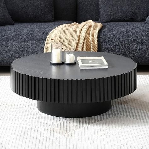 Amazon.com: 43.7''W Contemporary Coffee Table Drum Pedestal Table for Living Room, Modern Fluted Drum Side Table Oval End Table, Easy Assembly for Office Small Space - 43.7''W x 24.8" D x 13.38''H Black : Home & Kitchen Coffee Table Living Room Modern, Classic Room, Drum Design, Coffee Table For Living Room, Drum Side Table, Drum Coffee Table, Apartment Modern, Round Wood Coffee Table, Coffee Table Grey