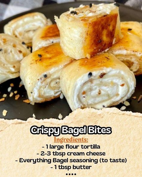 Easy Recipes Cold Side Dishes, Cream Cheese Roll Up, Tortilla Rolls, Cheese Bagels, Everything Bagel Seasoning, Cream Cheese Rolls, Bagel Bites, Flour Tortilla, Roll Ups Tortilla