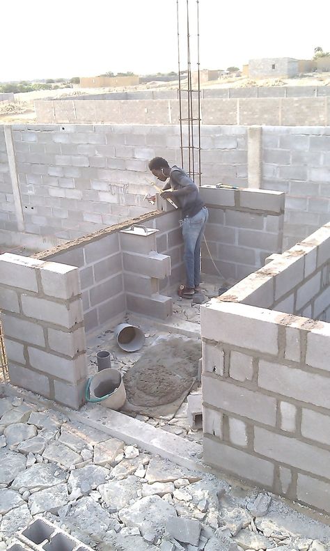 Construction Garage, Construction Repair, Narrow House Designs, Church Building Design, Concrete Block Walls, Building Foundation, Masonry Work, House Foundation, Affordable House Plans