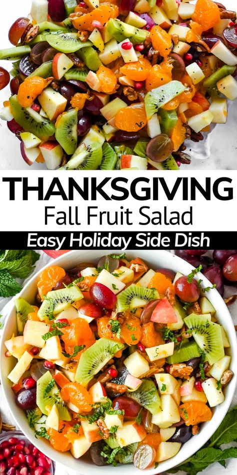 Gf Df Thanksgiving Sides, Thanksgiving Day Lunch Ideas, Fall Fruit Kabobs, Healthy Side Dish For Thanksgiving, Fall Candy Salad, Fruit Sides For Thanksgiving, Potluck Recipes Thanksgiving, Harvest Fruit Salad, Fruit Salad For Thanksgiving Dinner