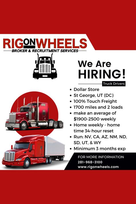 ~⁠ Turn on post notifications 📣⁠ Like, share, and comment 📝⁠ Follow us on @rigonwheels for more job posts! ⁠ 🚛💼⁠ ⁠ #truckdriver #kegglobalconsulting #rigonwheels #TruckDrivingJobs Truck Update, Snapchat Night, Room Snapchat, Truck Dispatcher, Truck Driving Jobs, Trucks For Sell, Female Trucks, Classy Wallpaper, Bills Quotes