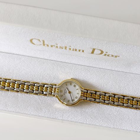 SOLD** Vintage Dior Two Tone Round Watch Dior Things, Two Toned Watch, Aesthetic Wishlist, Dior Watch, Vintage Watches Women, Round Watch, Watches Luxury, Womens Watches Luxury, Watch Vintage