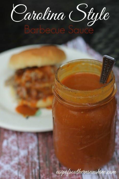 Homemade Salts, Barbecue Sauce Recipe Easy, Adams Rib, Pulled Pork Sauce, Carolina Barbecue, Carolina Bbq, Carolina Bbq Sauce, Homemade Bbq Sauce Recipe, Canning 101