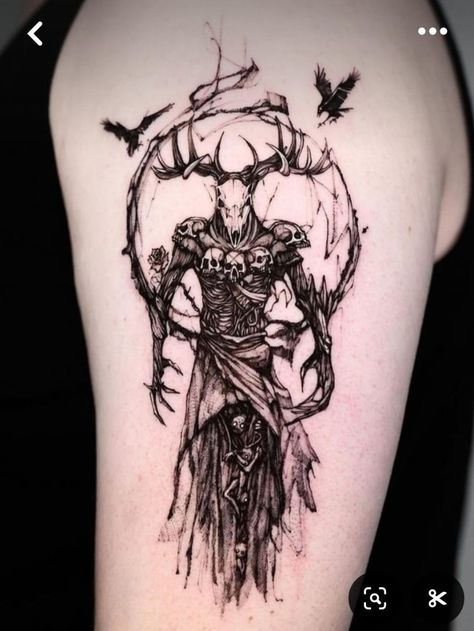 Leshy Tattoo, Skyrim Tattoo, Witcher Tattoo, Gothic Tattoos, Planet Tattoos, Wicked Tattoos, Scary Tattoos, Fantasy Tattoos, Flash Tattoo Designs