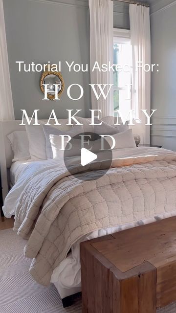 Christina Serrano on Instagram: "Tutorial!!: How To Make The ✨Fluffiest✨ Bed! ➡️Comment BEDROOM for everything in the reel, including furniture!  We all know how to make a bed, but making it fluffy and inviting can take a little practice. Let me know if you have any questions below!! Hope this helps! 🛌" How To Layer Bedding With A Quilt, How To Layer A King Bed Like A Designer, Bed With Coverlet And Duvet, Bed Against The Window, How To Make A Comfortable Bed, Cozy Large Bedroom, Cozy Bed Inspiration, Master Bedrooms 2025, How To Make Bedding Look Expensive