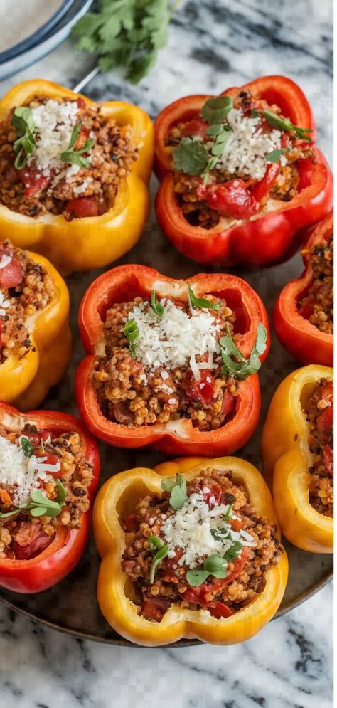 A photo of a  Low Calorie Stuffed Bell Peppers a Low Calorie recipes Low Calorie Low Carb Dinner Recipes, Low Calorie Family Dinners Healthy Meals, Calorie Counted Recipes, Very Low Calorie Recipes, Low Calorie Casseroles Healthy, Low Calorie Supper Ideas, Low Cal Meals Easy, Low Calorie Dinners Easy, Low Calorie Family Dinners