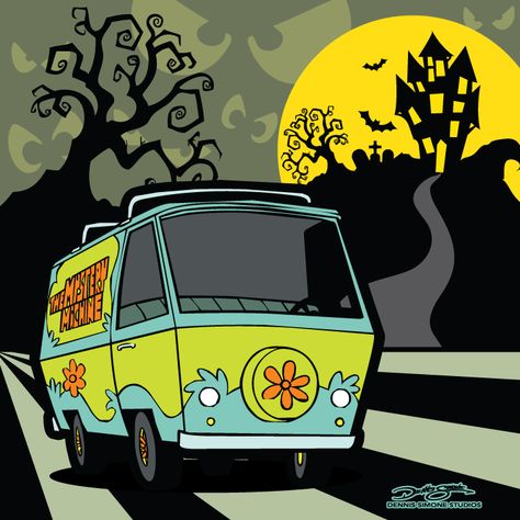 Mystery Machine Van Drawing, Mystery Machine Aesthetic, Mystery Machine Wallpaper, Scooby Doo Haunted House, Scooby Doo House, Scooby Doo Painting, Halloween Scooby Doo, Scooby Doo Art, Scarecrow Contest