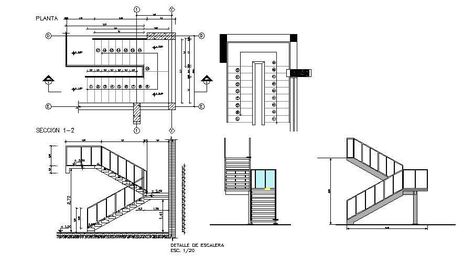 Stair Section Plan In AutoCAD File which provide detail of front view, detail of side view, detail dimensions of staircase. Stairs Section Architecture, Stairs Section, Stairs Floor Plan, U Shaped Stairs, Stair Dimensions, Staircase Drawing, How To Draw Stairs, Staircase Architecture, Section Plan