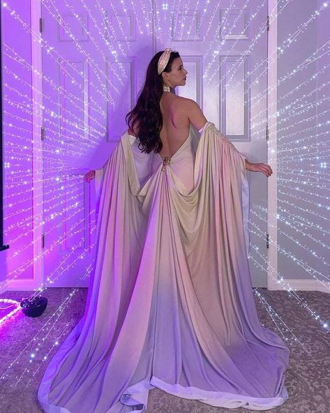 Padme Wedding Dress Aesthetic, Padme Rainbow Dress, Ball Gown Halloween Costumes, Padme Sunset Lake Dress, Padme Sunset Dress, Padme Amidala Wedding Dress, Stary Dresses, Space Dress Up Day, Star Wars Padme Outfits