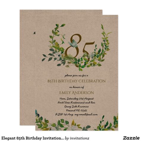 Elegant Birthday Invitations, Birthday Father, 80th Birthday Invitations, Birthday Presents For Mom, 85th Birthday, Couples Shower Invitations, 80th Birthday Party, Elegant Birthday, Presents For Women