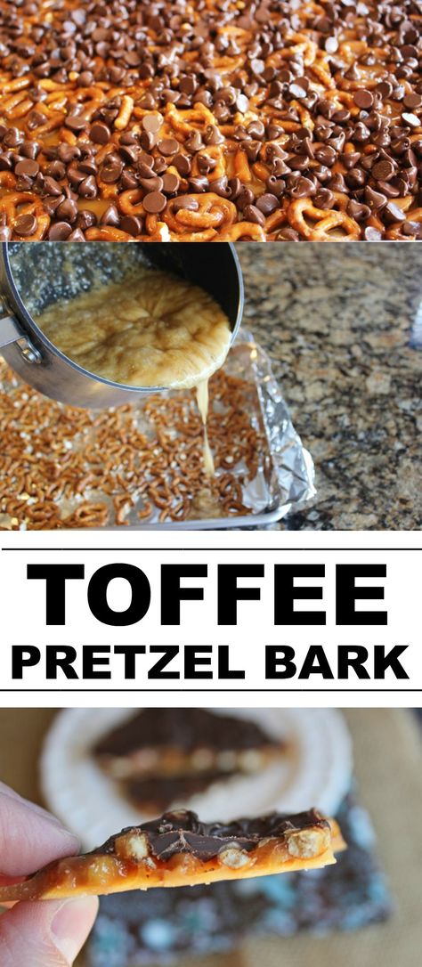 Pretzel Toffee Bark, Pretzel Bar, Easy Toffee, Pretzel Bark, Pretzel Desserts, Toffee Bark, Pretzel Toffee, Toffee Recipe, Caramel Pretzels