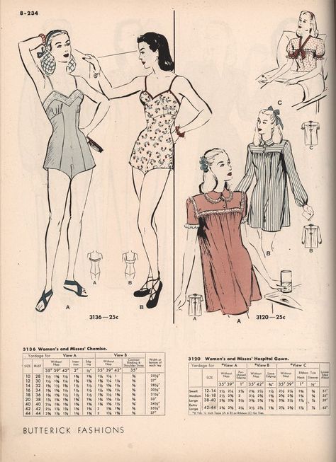 1940s Nightwear, 1920s Underclothes, 1940 Pajamas, 1940s Pyjamas, 1940s Underclothes, Outfit Hacks, Beach Clothes, Vintage Swimwear, 40s Fashion