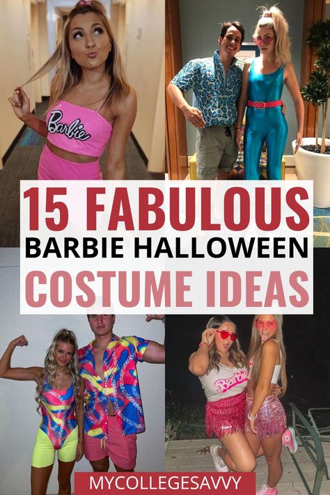 Barbie is having her MOMENT! And if you’re a college student looking for the perfect barbie Halloween costume, look no further. Here are 15 of the most perfect barbie Halloween costume ideas for college. Barbie Costumes Ideas, Teacher Barbie Costume, Types Of Barbie Costumes, Weird Barbie Costume, Easy Barbie Costume, Barbie Halloween Costume Ideas, Diy Barbie Costume, Barbie Costume Ideas Women, Barbie Costume Ideas