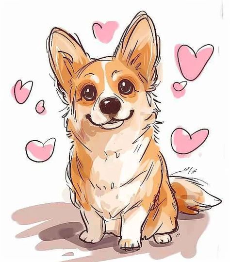 Midjourney AI Image: https://s.mj → more in ai-img-gen.com Simple Anime Style, Corgi Doodle, Doodle Simple, Cartoon Dog Drawing, Cool Cartoon Drawings, Simple Cat Drawing, Corgi Drawing, Baby Corgi, Corgi Art