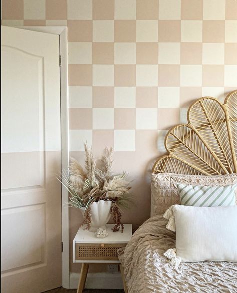 Checkerboard Wall, Girls Bedroom Wallpaper, Off White Paint, Clear Conscience, Room Accent Wall, The Spruce, Bedroom Murals, Big Girl Rooms, Wallpaper Bedroom