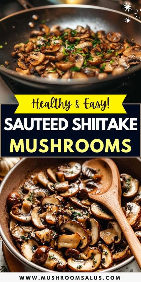 Looking for a quick and easy way to elevate your meals? Try these Healthy & Easy Sautéed Shiitake Mushrooms! This versatile side dish or appetizer is packed with flavor, featuring perfectly marinated mushrooms, sautéed to perfection. In case you're a fan of shiitake mushroom recipes or simply love trying new mushroom recipes, this dish is a must-try. It's not only delicious but also healthy, making it a great addition to any meal. Serve these as a savory side dish or enjoy them on their own as a Shiitake Mushroom Recipes, Best Mushrooms, Shiitake Mushrooms Recipes, Mushroom Side Dishes, Mushroom Recipes Healthy, Garlic Health Benefits, Marinated Mushrooms, Healthy Side Dish, Shiitake Mushrooms