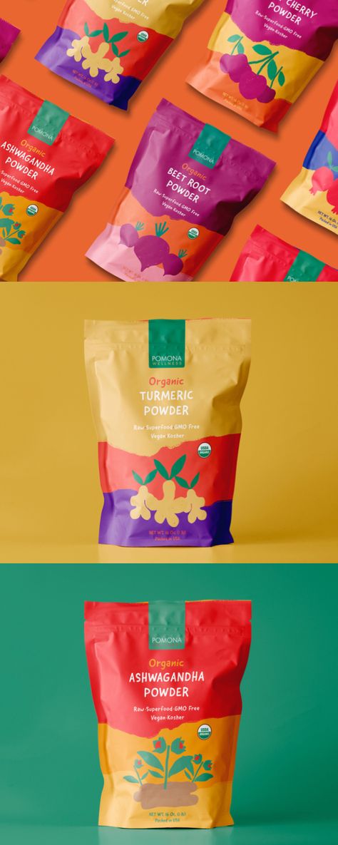 Powder Drink Packaging, Turmeric Packaging Design, Protein Powder Packaging Design, Organic Food Branding, Turmeric Packaging, Sugar Packaging Design, Food Pouch Packaging, Healthy Food Packaging Design, Organic Packaging Design