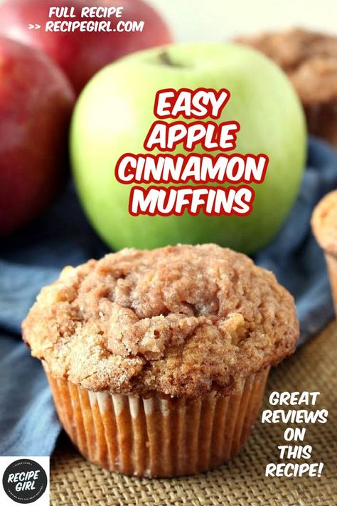 apple cinnamon muffin with apples in background Cinnamon Muffins Recipe, Apple Cinnamon Muffins Recipe, Apple Muffin Recipes, Apple Recipes Easy, Apple Cinnamon Muffins, Cinnamon Muffins, Apple Muffins, Apple Dessert Recipes, Homemade Muffins