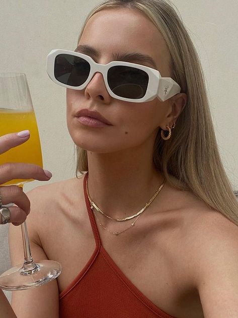 White Prada Sunglasses, Sunglasses 2023, The Old Money Aesthetic, Prada Glasses, Breaking Hair, Australia Fashion, Prada Eyewear, Cool Glasses, Woman Style