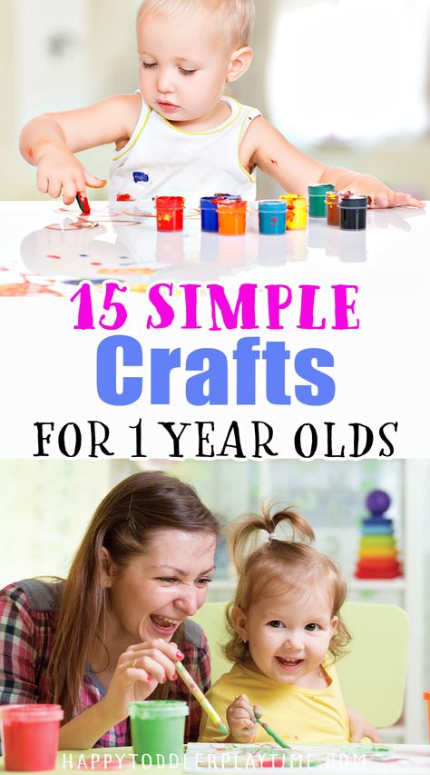 15 Super Simple Crafts for 1 Year Olds - Happy Toddler Playtime Crafts 1 Year, Arts And Crafts For 17 Month Old, Arts And Crafts One Year Old, Crafts For A Two Year Old, Crafts To Do With A One Year Old, Arts And Crafts For 1 Year, One Year Old Painting Ideas, Art For One Year Olds Craft Ideas, Daycare Activities For One Year Olds Easy