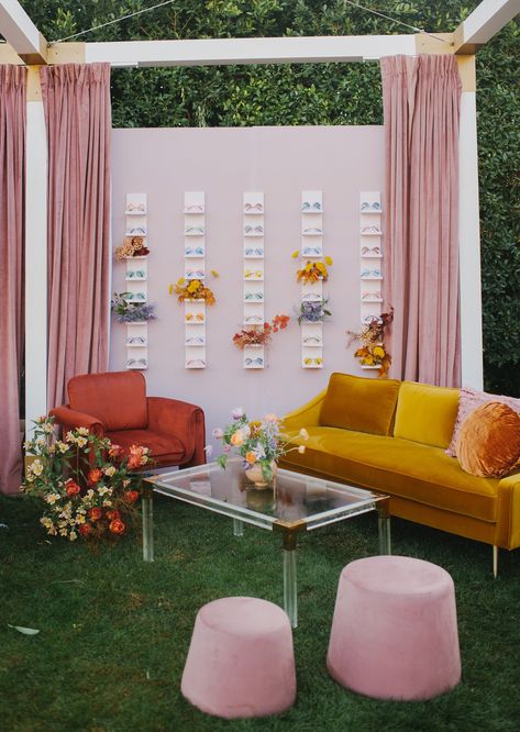 sunglass favor wall at Modern Love Event Palm Springs All The Bright Places, Wedding Lounge, Photos Booth, Desert Vibes, Bridal Show, Modern Love, Green Wedding Shoes, Seating Charts, Spring Green