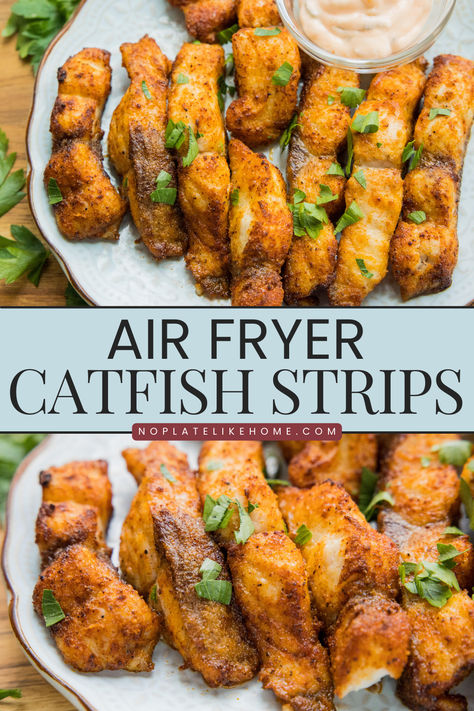 This delicious air fryer catfish strips recipe is made with simple ingredients and is seasoned with Cajun flavor. It has a crispy crust and tender center. It’s coated in just a bit of oil and is ready in 15 minutes for a quick weeknight fish main dish or appetizer. This recipe is low carb, Keto friendly and gluten free as well! Air Fryer Catfish Recipes, Healthy Catfish Recipes, Air Fryer Catfish, Easy Healthy Salmon, Meal Ideas For The Week, Low Carb Cajun, Cajun Catfish, Catfish Recipes, Frozen Waffles