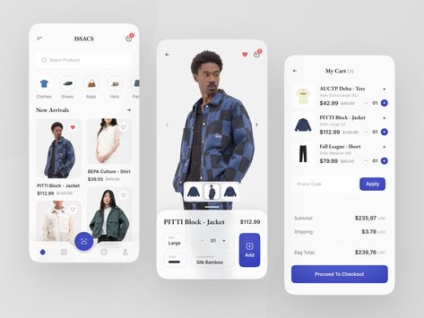 Clothing Store App by Nazmi Javier on Dribbble Mobile Application Ui, App Store Design, Application Ui Design, Desain Ux, Studio Marketing, Ecommerce App, Mobile App Design Inspiration, App Interface Design, Mobile Ui Design