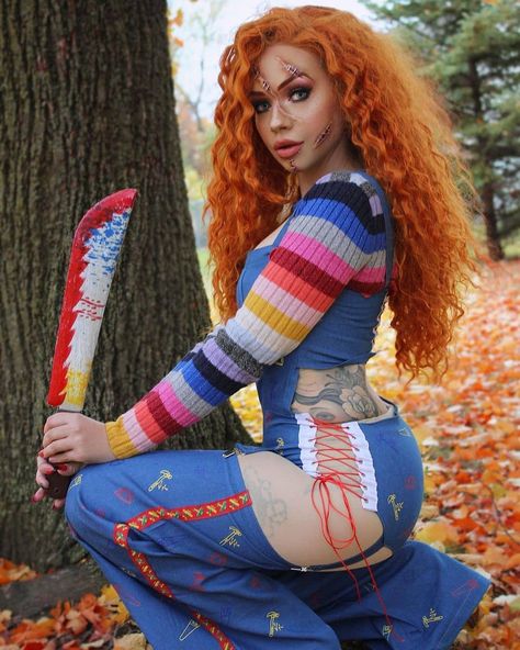 Group Costumes, Diy Chucky Costume, Chucky Halloween Costume, Chucky Makeup, Dark Costumes, Chucky Halloween, Chucky Costume, Bleach Anime Art, Halloween Costumes Makeup