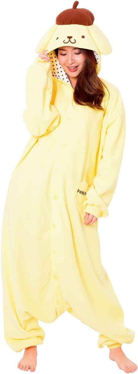 Amazon.com: SAZAC Kigurumi - Pompompurin - Onesie Jumpsuit Halloween Costume (One Size) : Clothing, Shoes & Jewelry Sanrio Onsies, Pompompurin Onesie, Sweet Halloween Costumes, Bestie Onesies, Pompompurin Items, Pompompurin Costume, Kawaii Onesie, Pompompurin Outfit, Cute Yellow Outfits