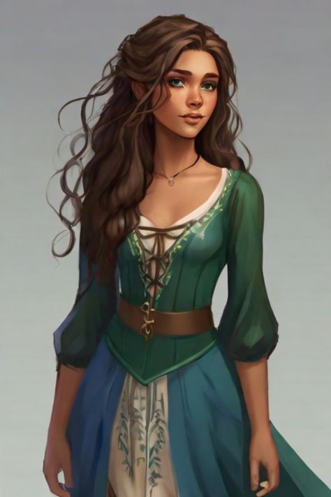 High fae main female character with long brown hair t 1 Brown Haired Elf Female, High Fae, Elf Female, Half Elf, Long Brown Hair, Female Character, Personalities, Brown Hair, Elf