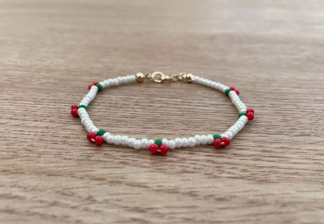 Mushroom Beaded Bracelet, Cherry Seed Bead Bracelet, Cherry Seed Bead, Beaded Strawberry Bracelet, Beaded Jewelry Cherry, Ladybug Beaded Bracelet, Bracelet Cute, Seed Bead Bracelet, Seed Bead Bracelets