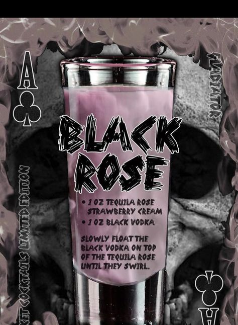 Emo Alcohol Drinks, Gothic Alcoholic Drinks, Vampire Alcoholic Drinks, Horror Movie Cocktails, Horror Movie Inspired Cocktails, Tequila Rose, Bartender Drinks Recipes, Halloween Drinks Alcohol, Bartender Drinks