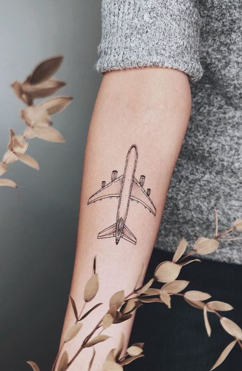 Airplane Forearm Tattoo, Planes Tattoo, Plane Wing Tattoo, Concorde Tattoo, Plane Tattoo Ideas, Airplane Tattoo Men, Pilot Tattoo Aviation, Jet Plane Tattoo, Aviation Tattoos