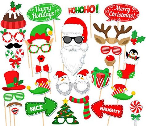 32PCS Christmas Xmas Santa Party Card Masks Photo Booth Props Mustache Supplies ** Visit the image link more details. (This is an affiliate link) Christmas Party Photo Booth, Christmas Poses, Diy Photo Booth Props, Christmas Party Photo, Printable Photo Props, Happy Grandparents Day, Party Fotos, Christmas Photo Props, Christmas Photo Booth