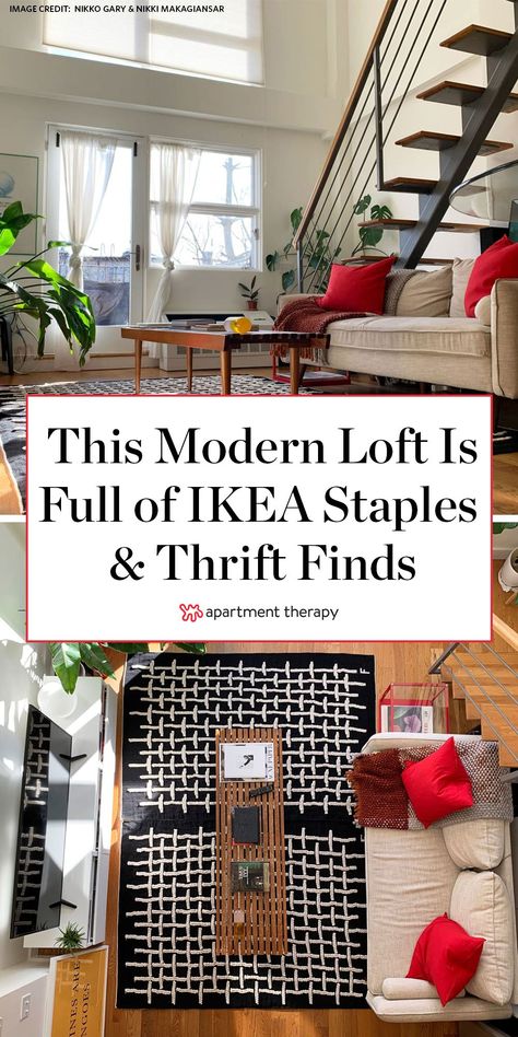 Ikea Minimalist, Brooklyn Loft, Minimalist Loft, Thrifted Home, Thrifted Home Decor, Loft Interiors, Loft Decor, Modern Loft, Loft Apartment