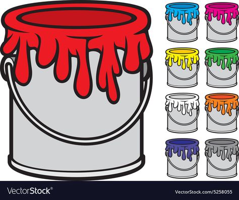 Bucket Coloring Page, Paint Bucket Ideas, Bucket Illustration, Paint Bucket Illustration, Paint Bucket Packaging Design, Paint Clipart, Paint Vector, Color Flashcards, Palm Tree Silhouette