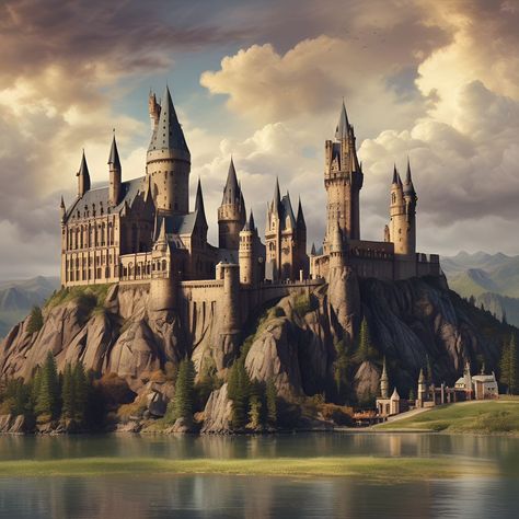 Hogwarts Castle #hogwartmystery💚 #hogwarts #hogwartcastle Hogwarts In Minecraft, Hog Warts Castle, Hogwarts Blueprints, Harry Potter Architecture, Hogwarts Castle Aesthetic, Hogwarts Castle Painting, Hogwarts Legacy Castle, Hogwarts Architecture, Harry Potter Landscape