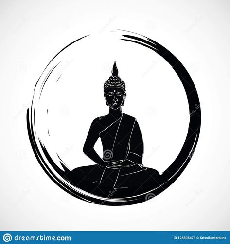 Photo about Zen circle with meditation buddha silhouette vector illustration EPS10. Illustration of position, nature, buddhism - 128596479 Manaus, Gautama Buddha Tattoo, Buddha Symbol Tattoo, Bodhi Tree Tattoo, Buddha Lotus Tattoo, Buddha Tattoo Meaning, Buddhist Tattoo Sleeve, Circle Meaning, Buddha Silhouette