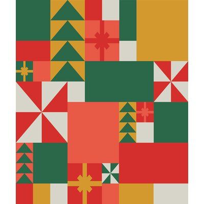 The Holiday Aisle® This lightweight print will hang on the wall, lay like a blanket, or even used as table décor. Its vivid colors make it an eye-catching backdrop. Size: 68" H x 80" W x 0.25" D Patchwork, Natal, Abstract Holiday Card, Geometric Christmas Design, Paper Craft Art, Holiday Sale Design, Holiday Card Design Inspiration, Graphic Design Christmas, Patchwork Tapestry