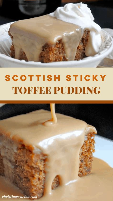 Scottish Recipes, Sticky Toffee Pudding Recipe, Toffee Pudding Recipe, Irish Desserts, British Desserts, Pane Dolce, Toffee Pudding, Sticky Toffee Pudding, Sticky Toffee