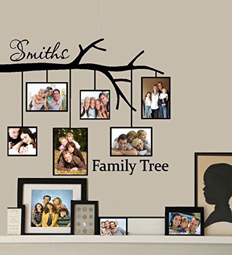 Free 2-day shipping. Buy Decal ~ FAMILY TREE WITH PICTURE FRAMES: CUSTOM NAME ~ WALL DECAL, 23" X 27.5" at Walmart.com Tree With Pictures, Family Tree Picture, Family Tree Wall Decor, Family Tree Picture Frames, Family Tree With Pictures, Pictures On Wall, Family Pictures On Wall, Picture Frames Wall, Family Photo Wall