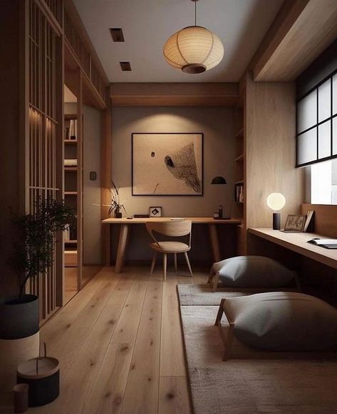 Japanese Interior, Home Office Design, Wohne Im Tiny House, Japandi Interiors, Japandi Home, Study Room Design, Japandi Design, Design Del Prodotto, Slow Living