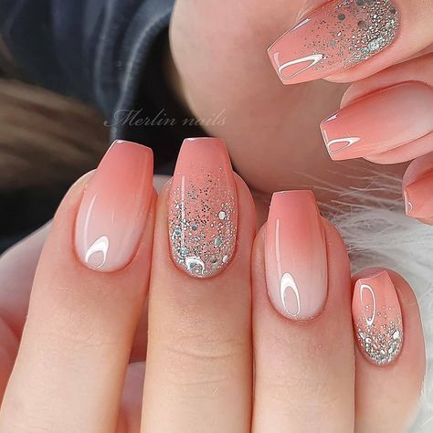 Short Pink Nails, No Chip Nails, Valentine Nails, Ombre Acrylic Nails, Fall Acrylic Nails, Pretty Nail Art Designs, Makijaż Smokey Eye, Nail Designs Glitter, Classy Nails