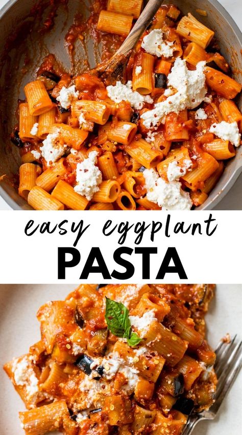 Pasta With Aubergine, Eggplant Recipes Pasta, Roasted Eggplant Pasta, Cook Eggplant, Vegan Eggplant Parmesan, Easy Eggplant, Eggplant Pasta, Eggplant Recipes Easy, Vegan Eggplant