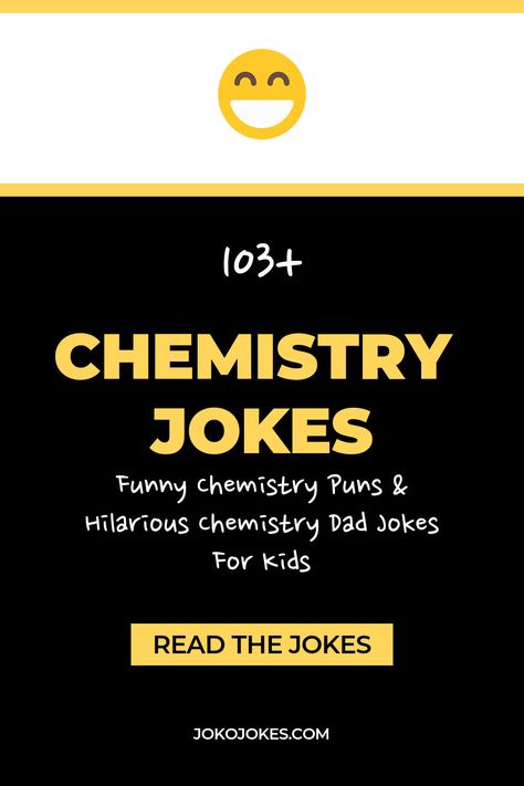 Here are the 103 funny chemistry jokes. These chemistry jokes science humor, chemistry jokes science humor funny, chemistry jokes flirty, chemistry jokes science humor biology, chemistry jokes science humor periodic table will make you laugh out loud with kids and adults. Cute chemistry one liners and quotes to tell your friends for a funny humor night. Funny Science Jokes Chemistry, Chemistry Jokes Flirty, Biology Funny Science Jokes, Chemistry Quotes Science, Funny Chemistry Jokes, Chemist Jokes, Jokes Flirty, Science Humor Biology, Cute Chemistry