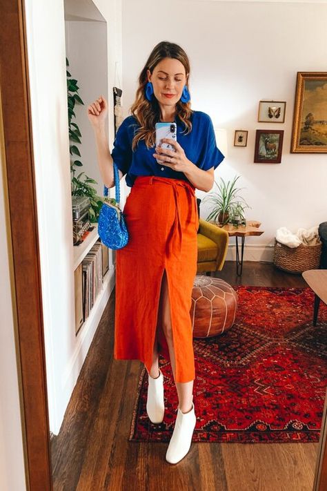 How to Find Your Personal Style — Tiny Acorn Orange Skirt Outfit, Secondhand Style, Orange Outfit, Orange Skirt, Mode Inspo, New Classic, Casual Fall Outfits, Colourful Outfits, Outfits Casuales